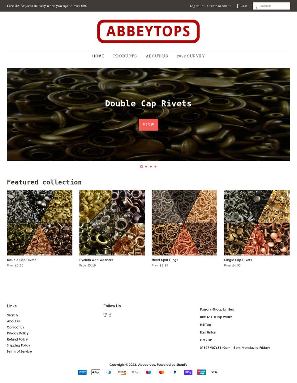 abbeytops.co.uk shopify website screenshot