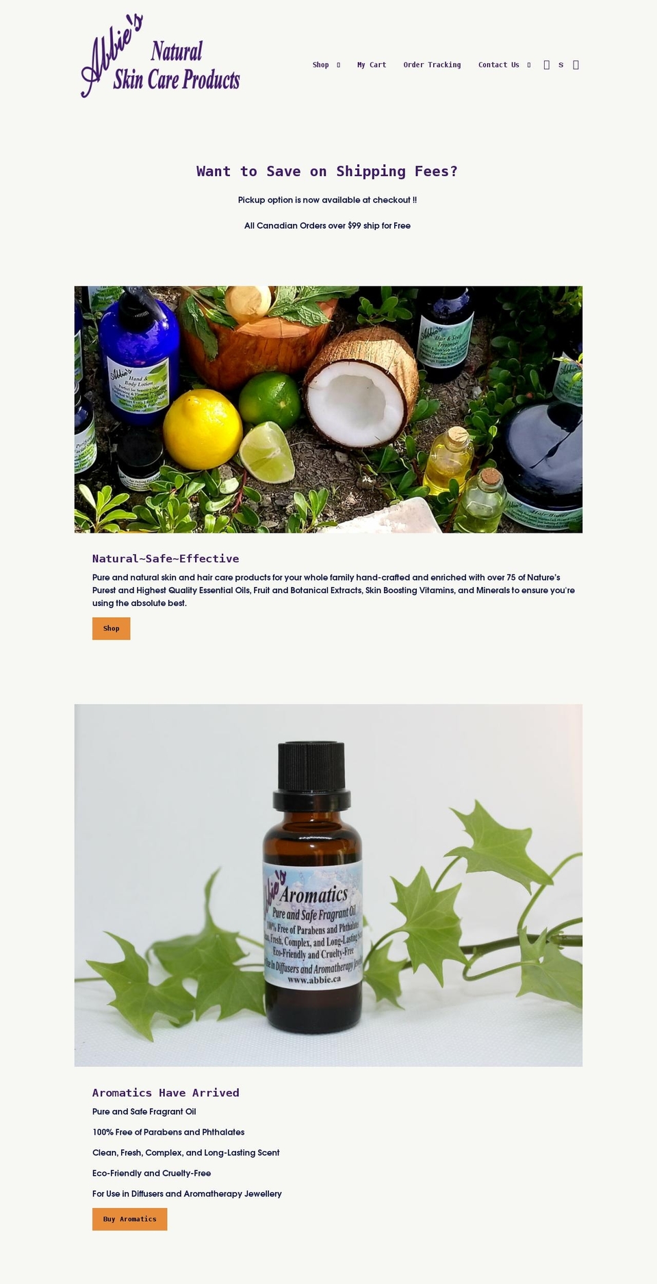 abbie.ca shopify website screenshot