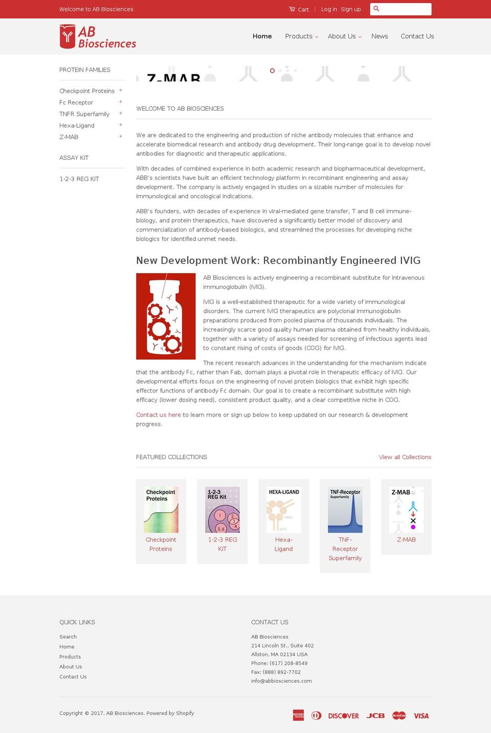 abbiosciences.com shopify website screenshot