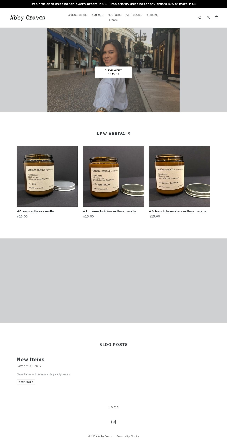 abbycraves.com — Shopify storefront screenshot