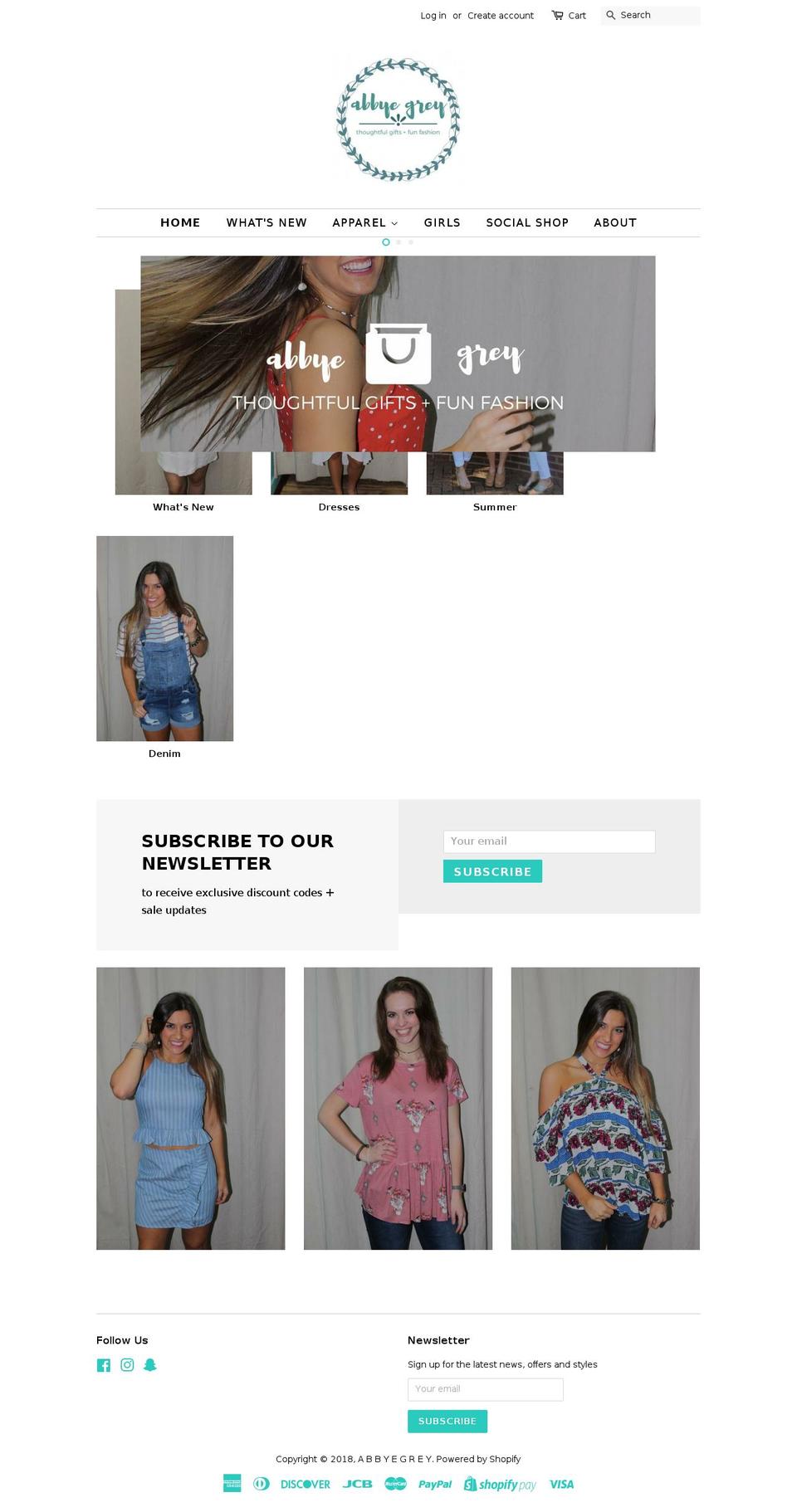 abbyegrey.com — Shopify storefront screenshot