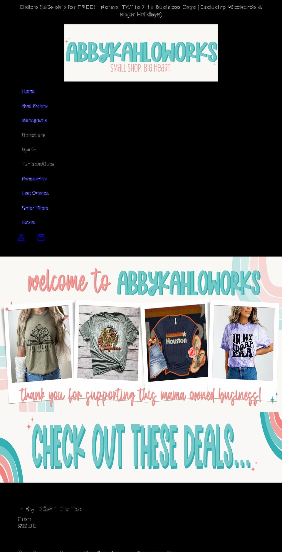 abbykahloworks.com shopify website screenshot