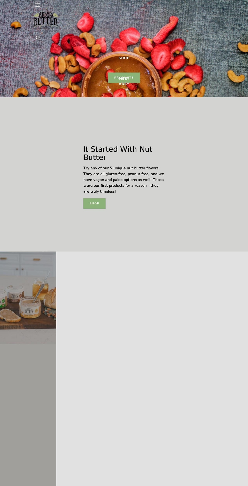 abbysbetternutbutter.com shopify website screenshot