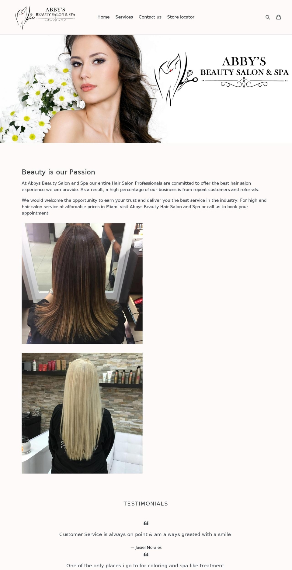 abbyssalonandspa.com — Shopify storefront screenshot