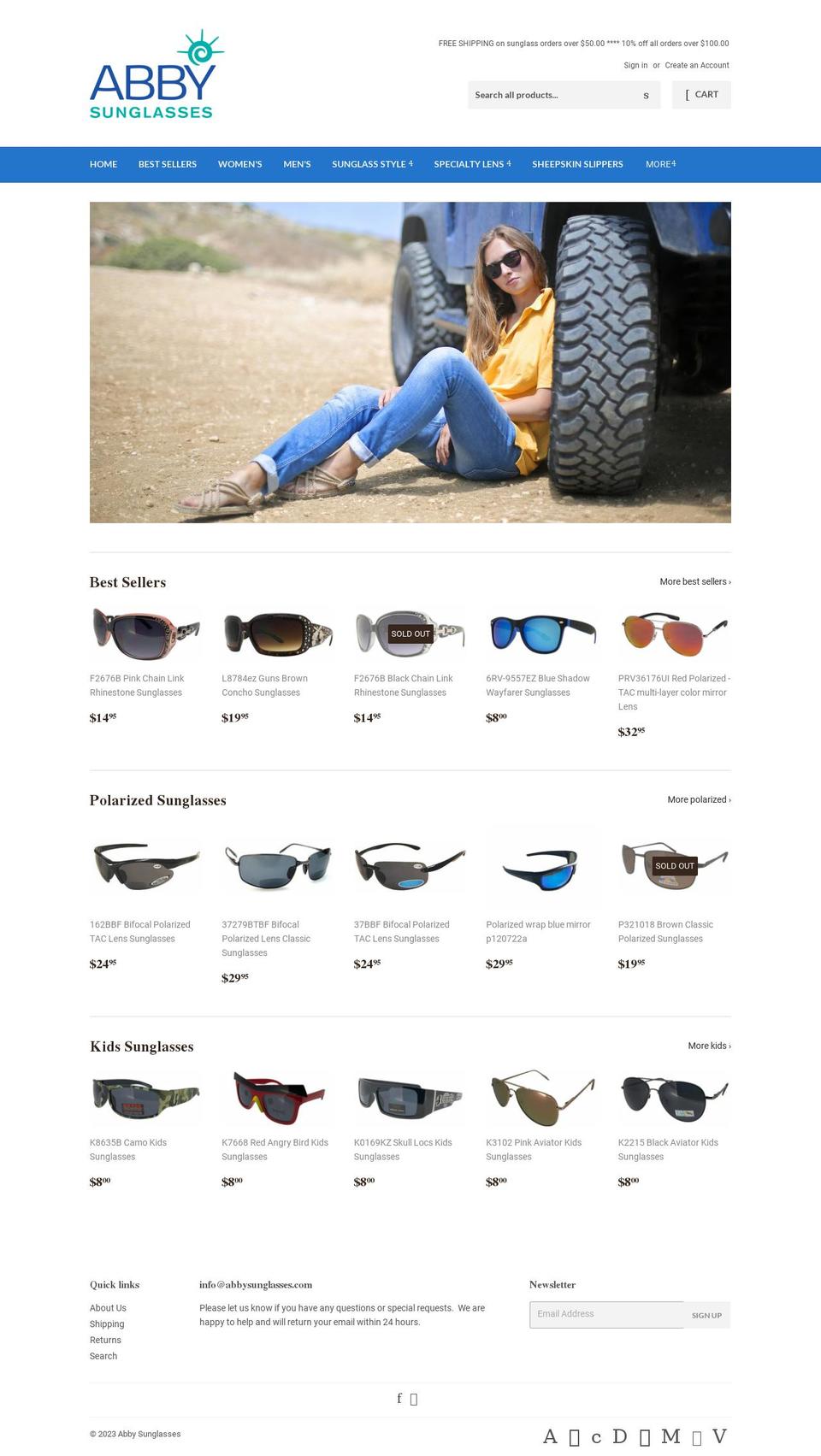 abbysunglasses.com shopify website screenshot
