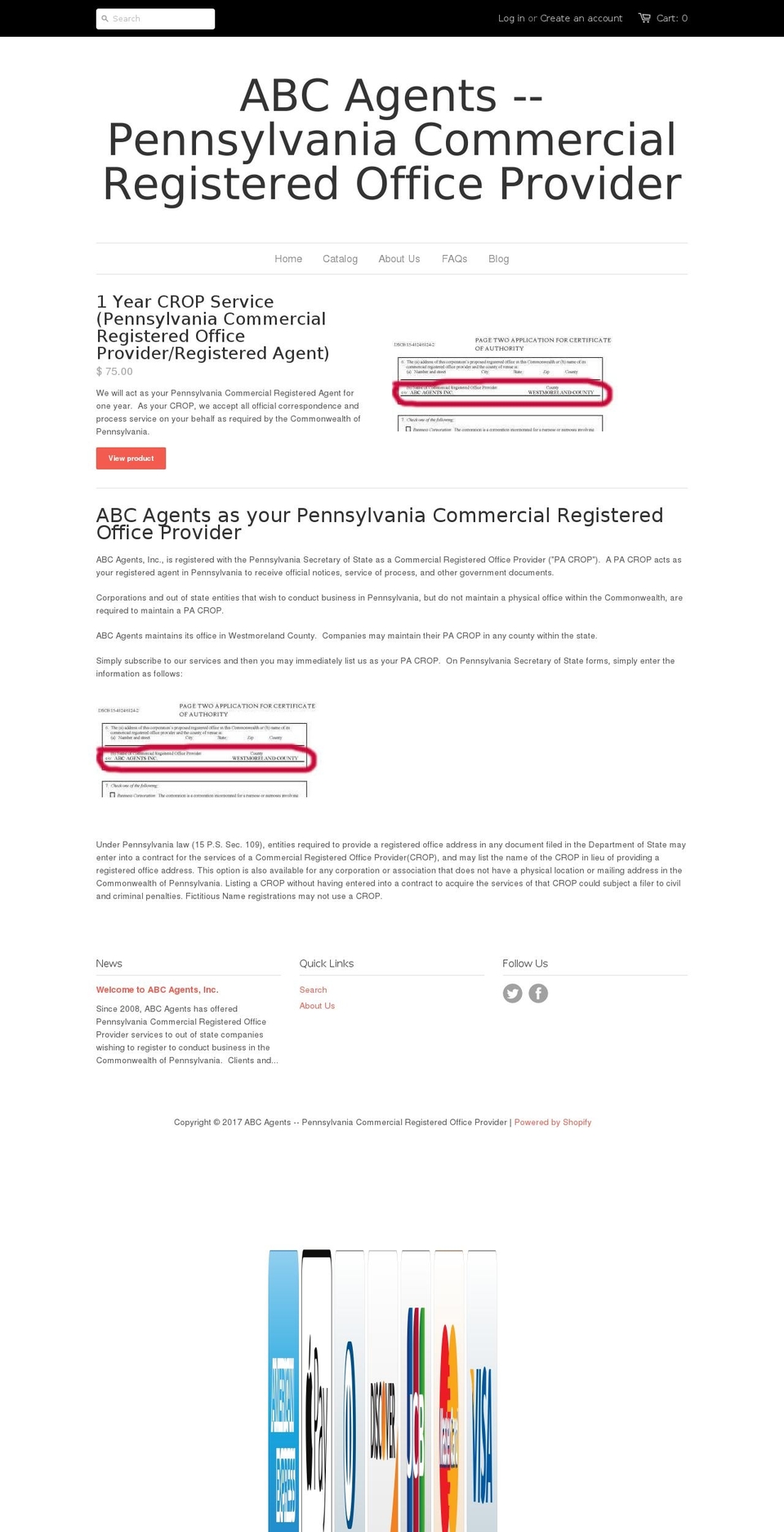 abcagents.com shopify website screenshot