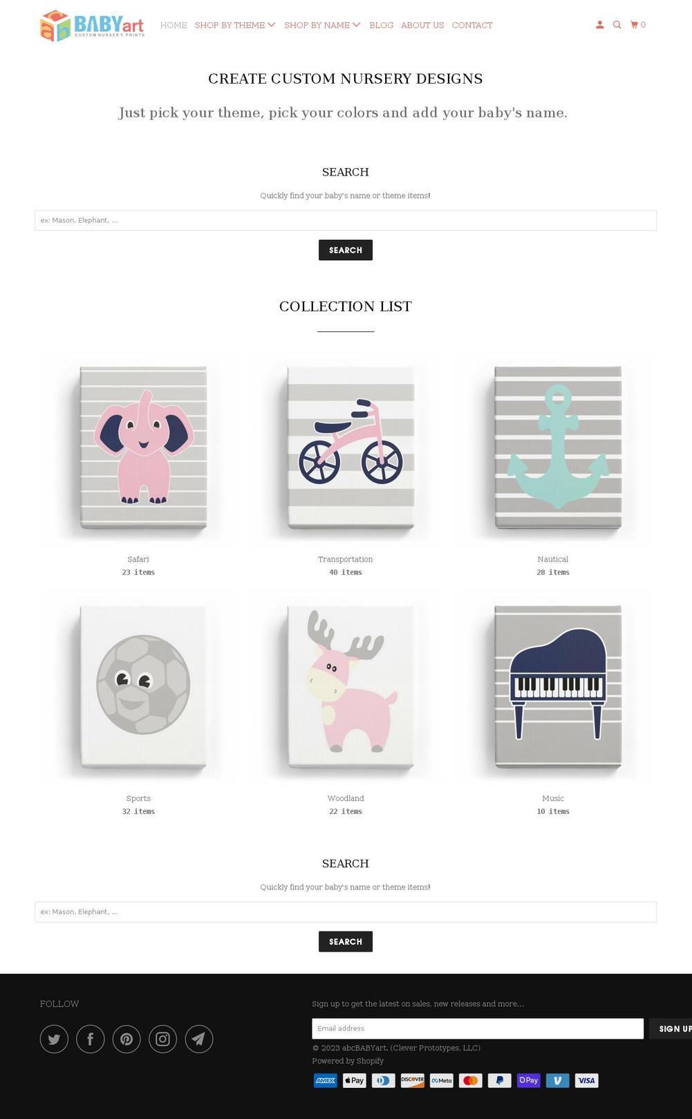 abcbabyart.com shopify website screenshot