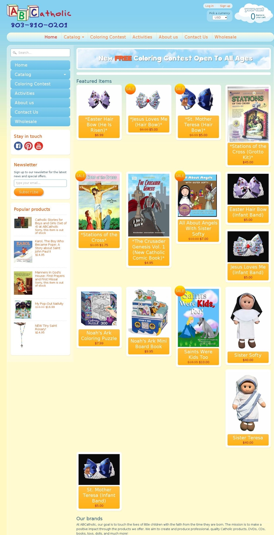 abccatholic.com shopify website screenshot