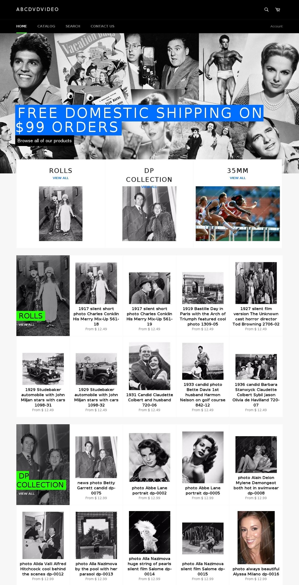 abcdvdvideo.com shopify website screenshot