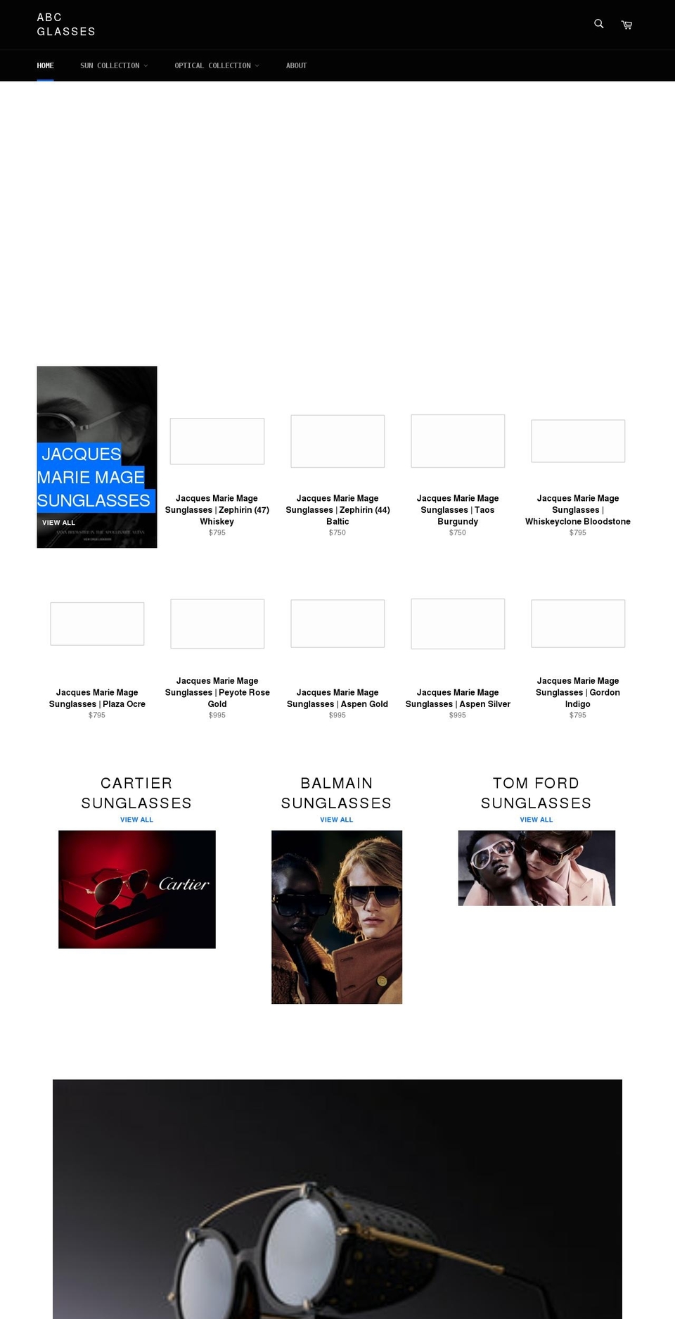 abcglasses.com shopify website screenshot