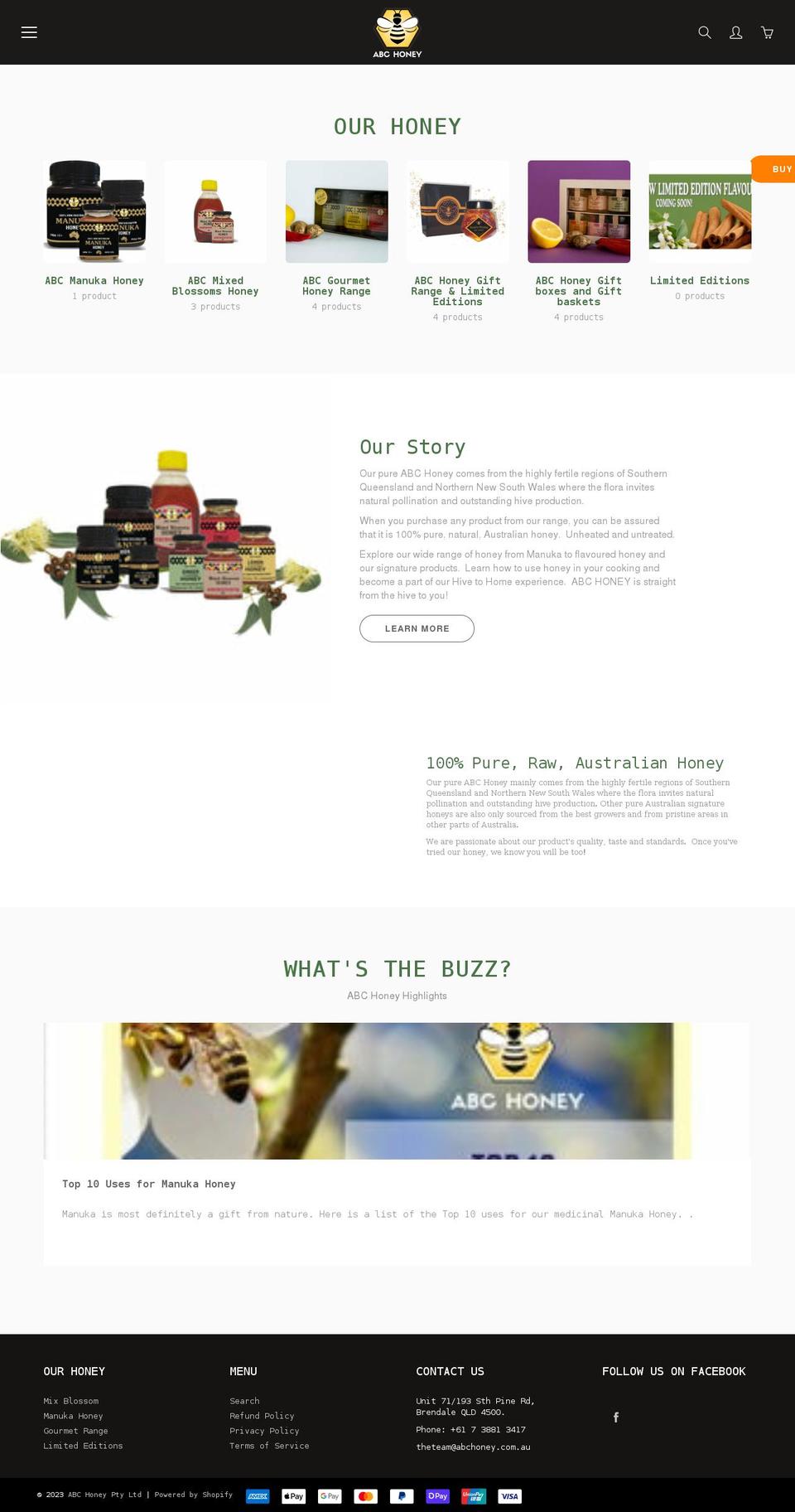 abchoney.com.au shopify website screenshot