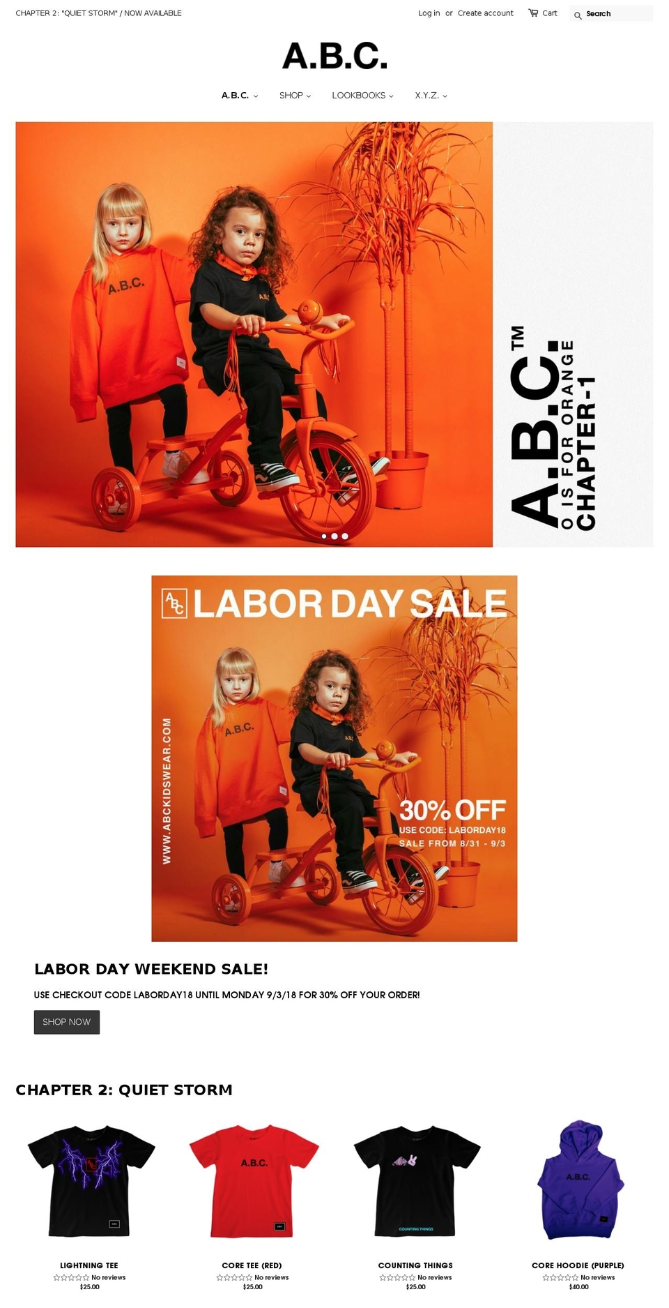 abckidswear.com shopify website screenshot