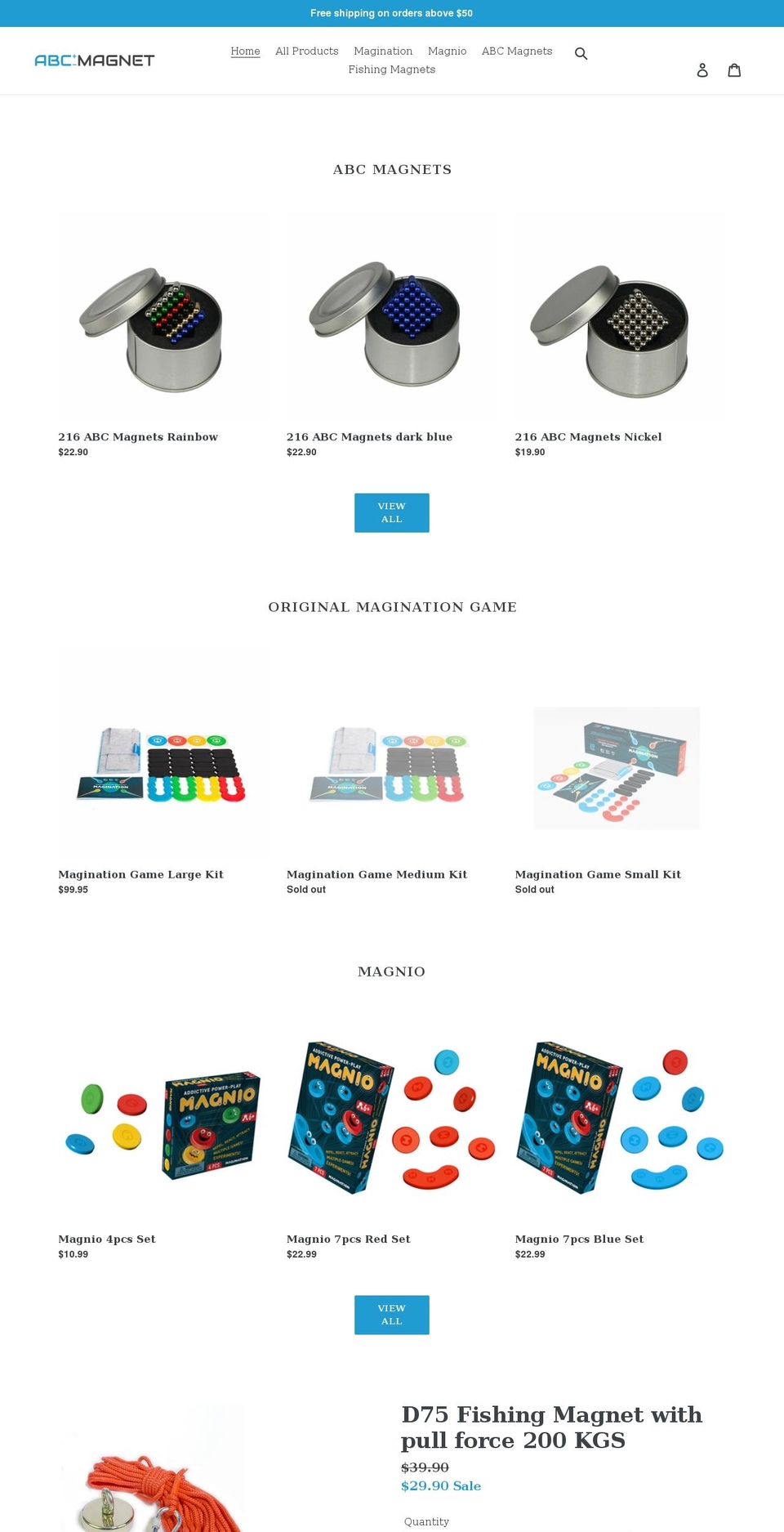 abcmagnet.com shopify website screenshot