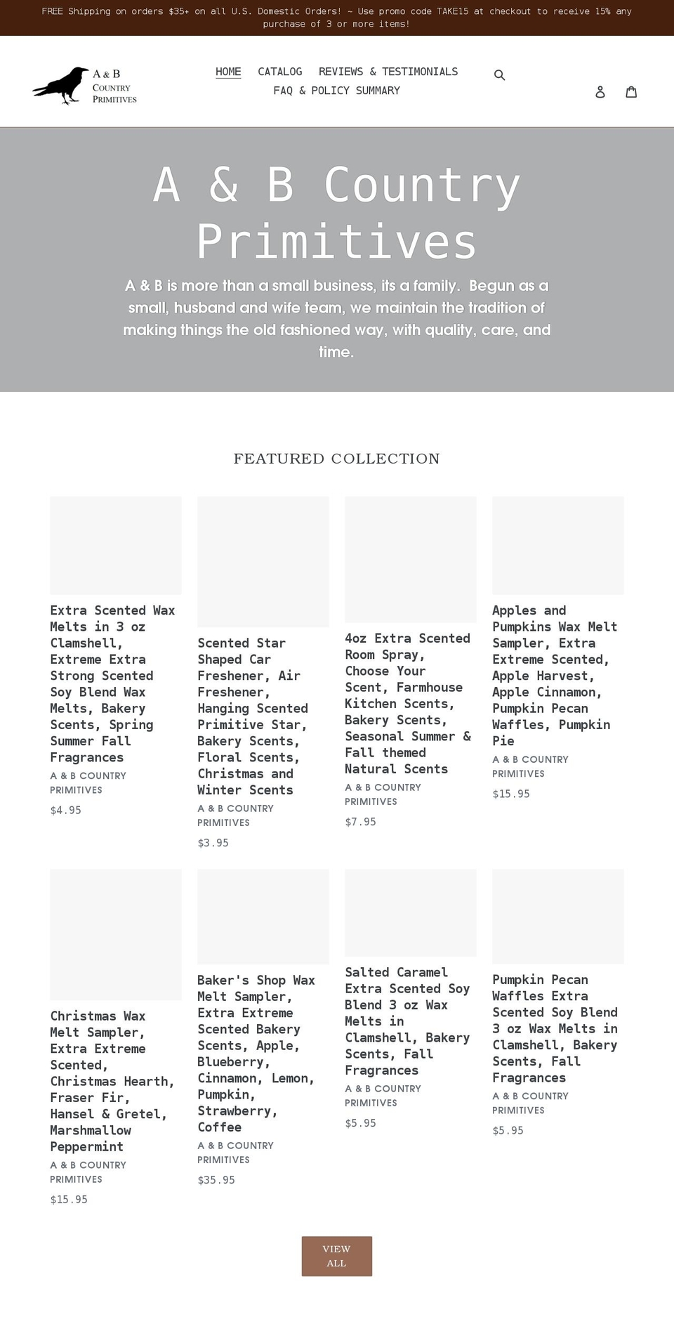 abcountryprimitives.com shopify website screenshot