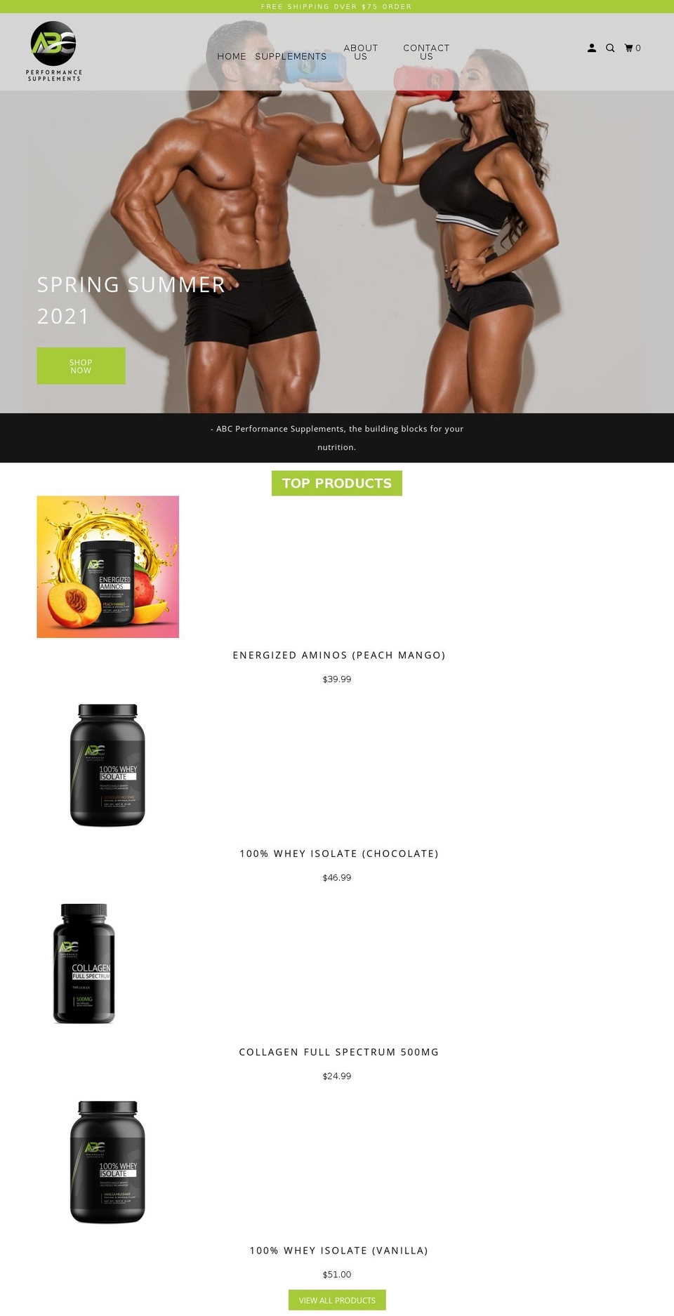 abcperformancesupps.com shopify website screenshot