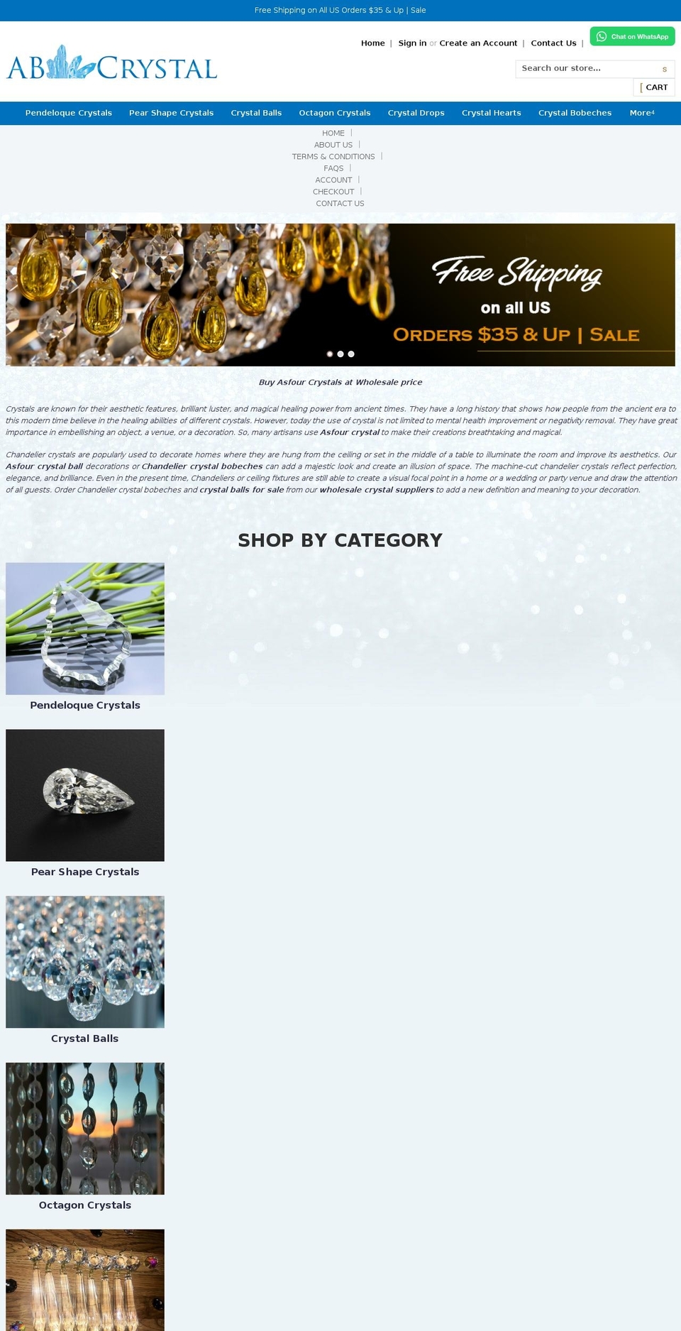 NinjaTemplates Theme Shopify theme site example abcrystal.com