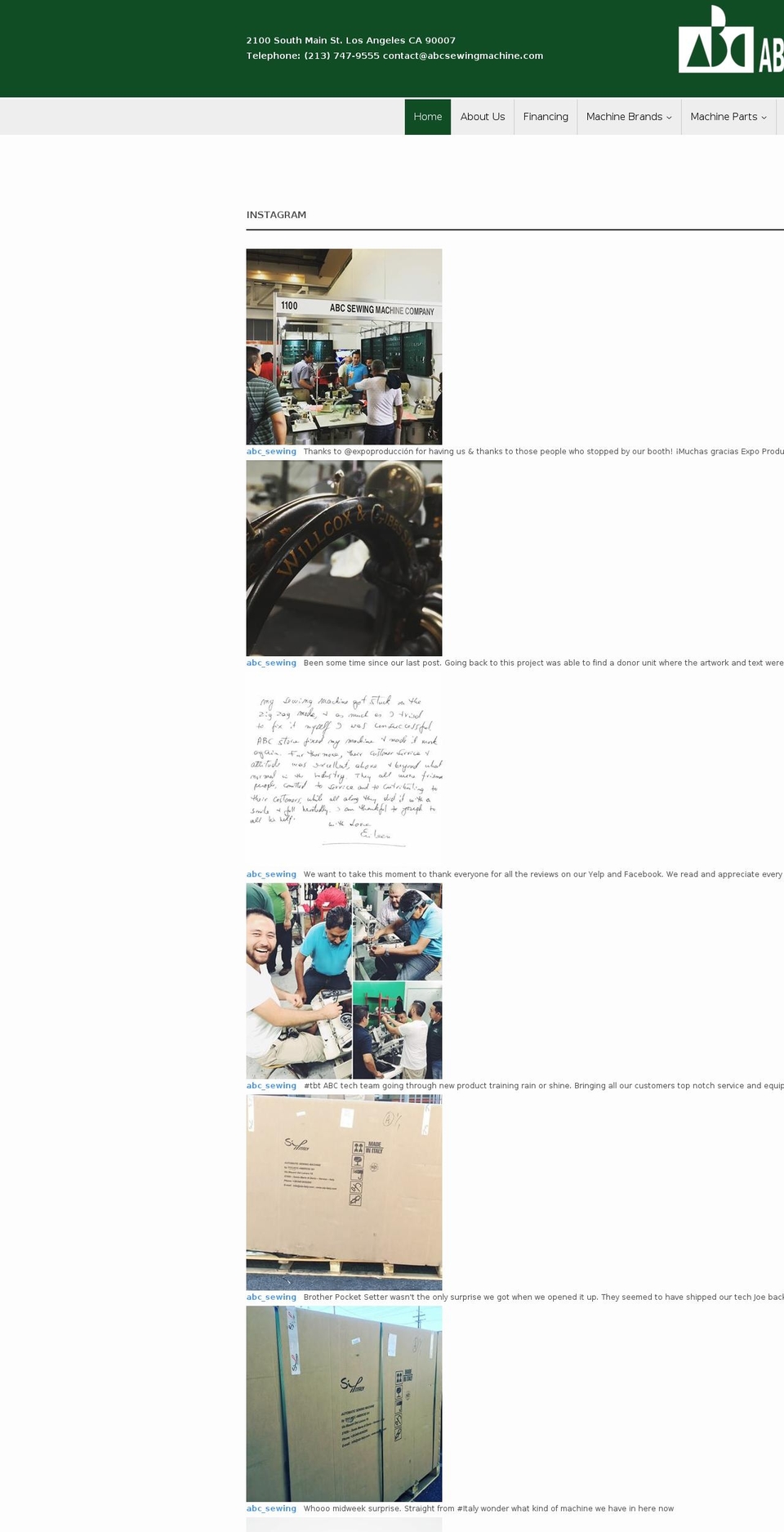 abcsewingmachine.com shopify website screenshot