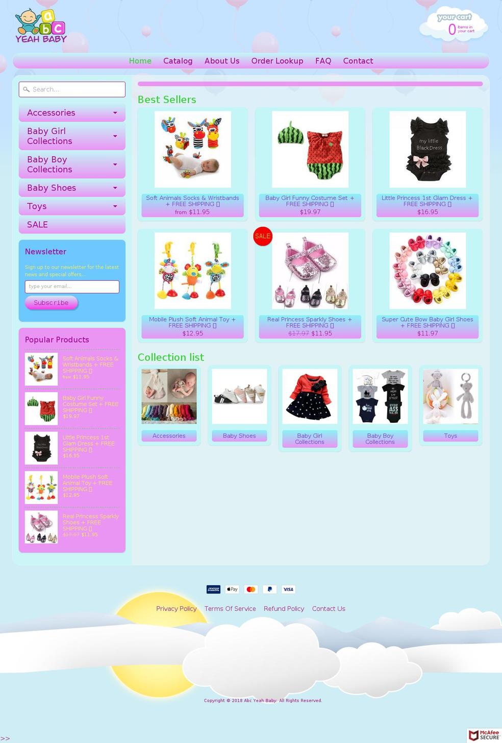 Copy of Sunrise Shopify theme site example abcyeahbaby.com