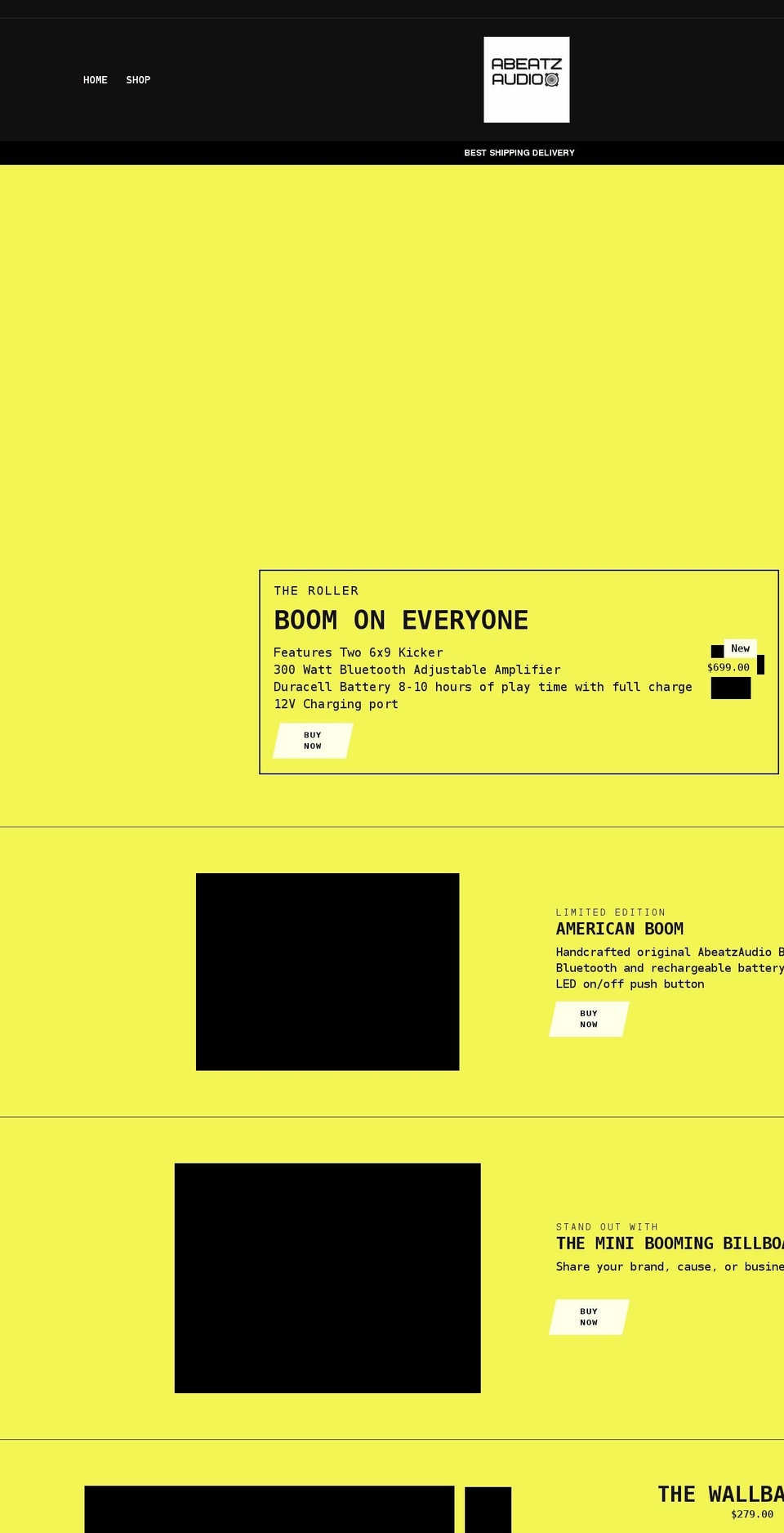 abeatzaudio.com shopify website screenshot