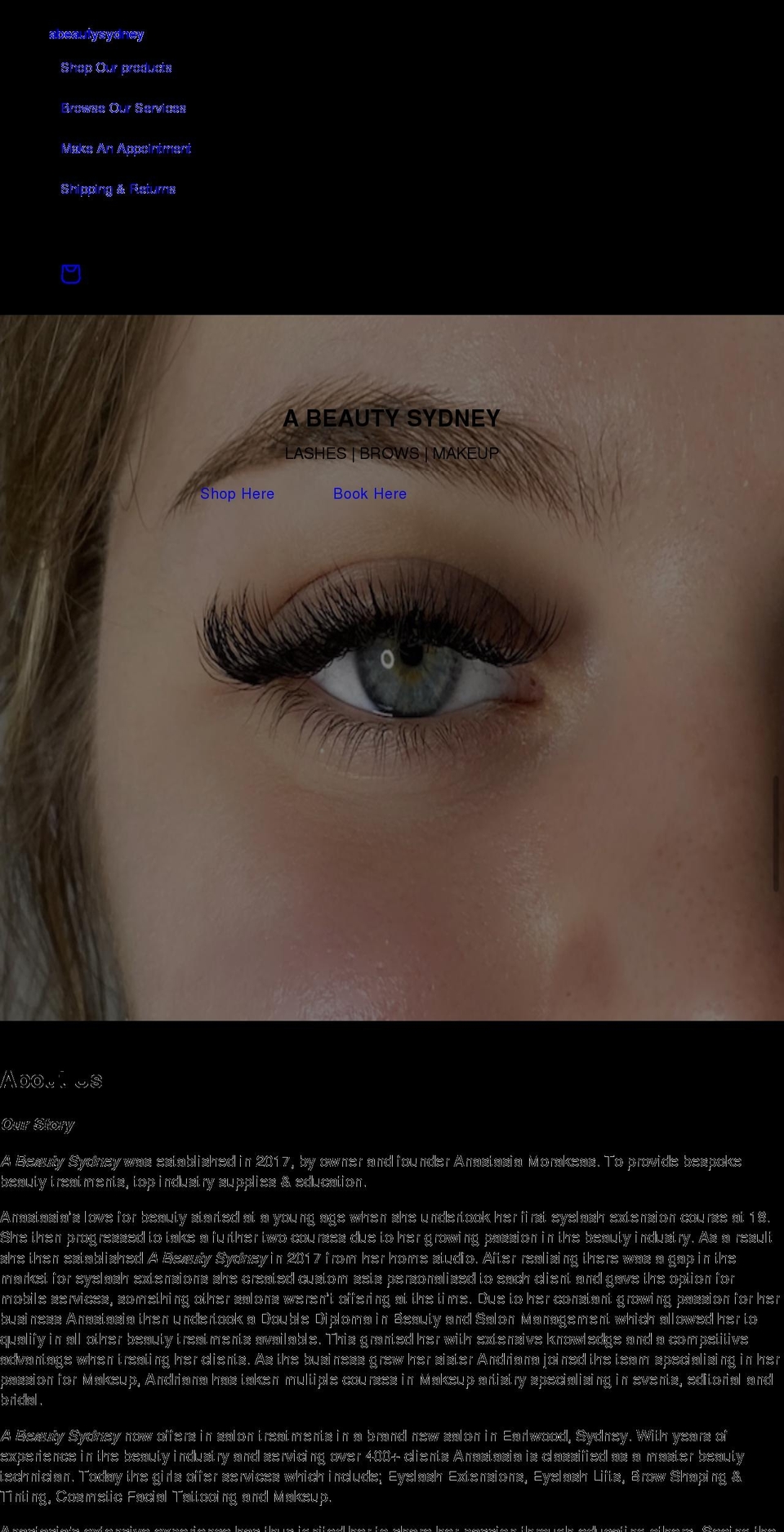 abeautysydney.com shopify website screenshot