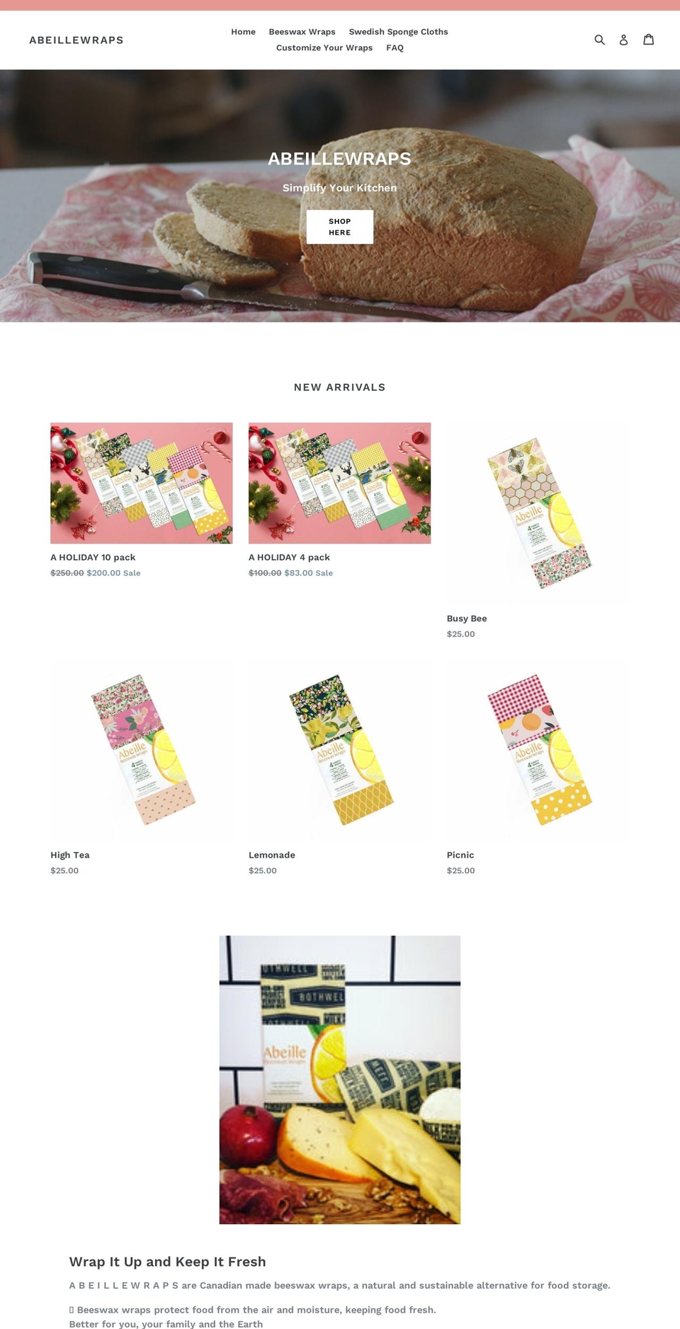 abeillewraps.com — Shopify storefront screenshot