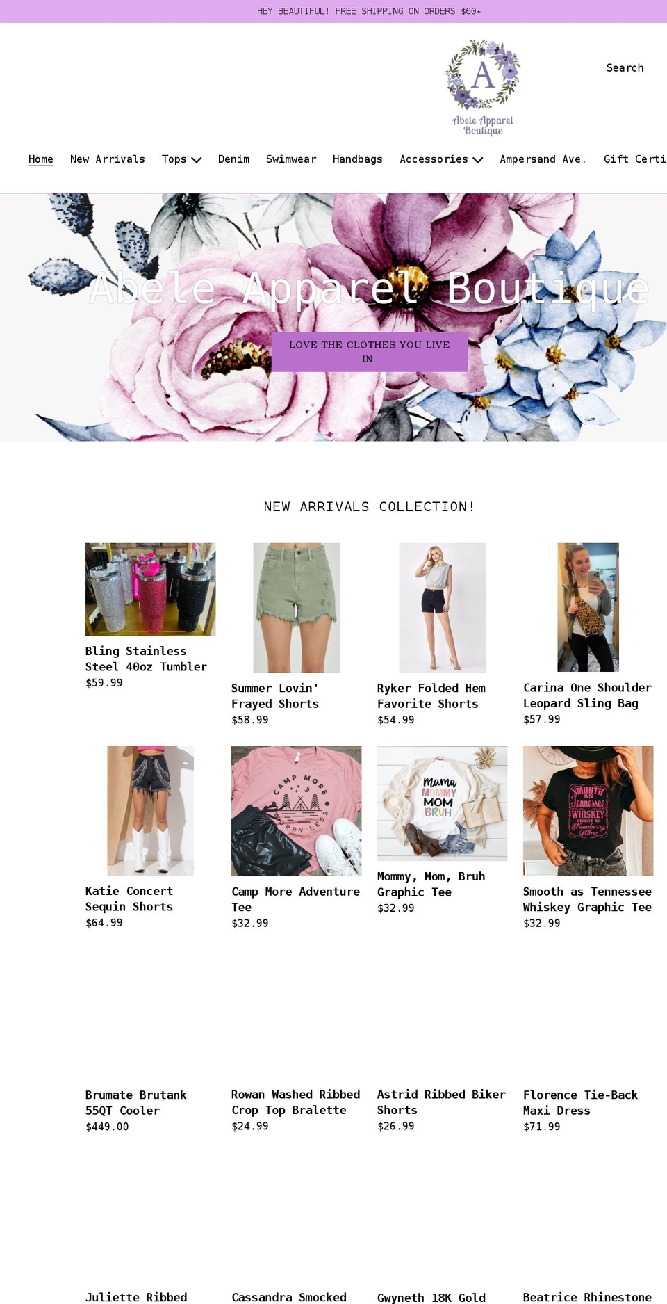 abeleapparel.com shopify website screenshot