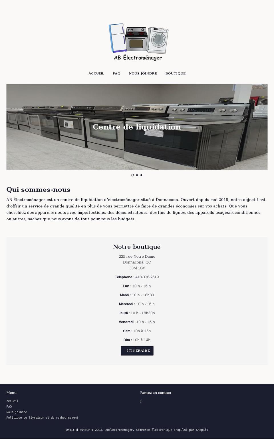 abelectromenager.com shopify website screenshot