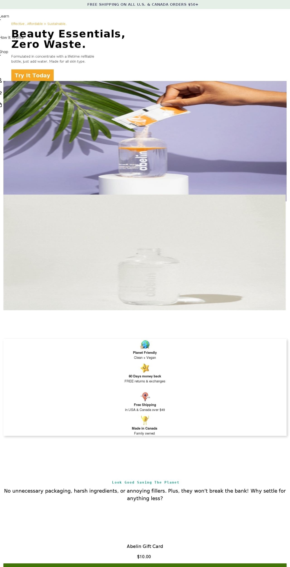 abelincare.com shopify website screenshot