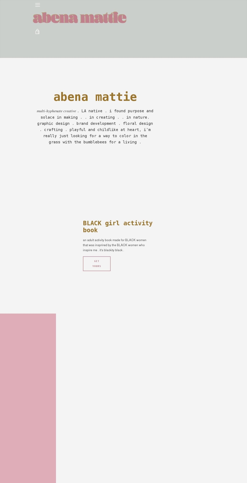 abenamattie.com shopify website screenshot