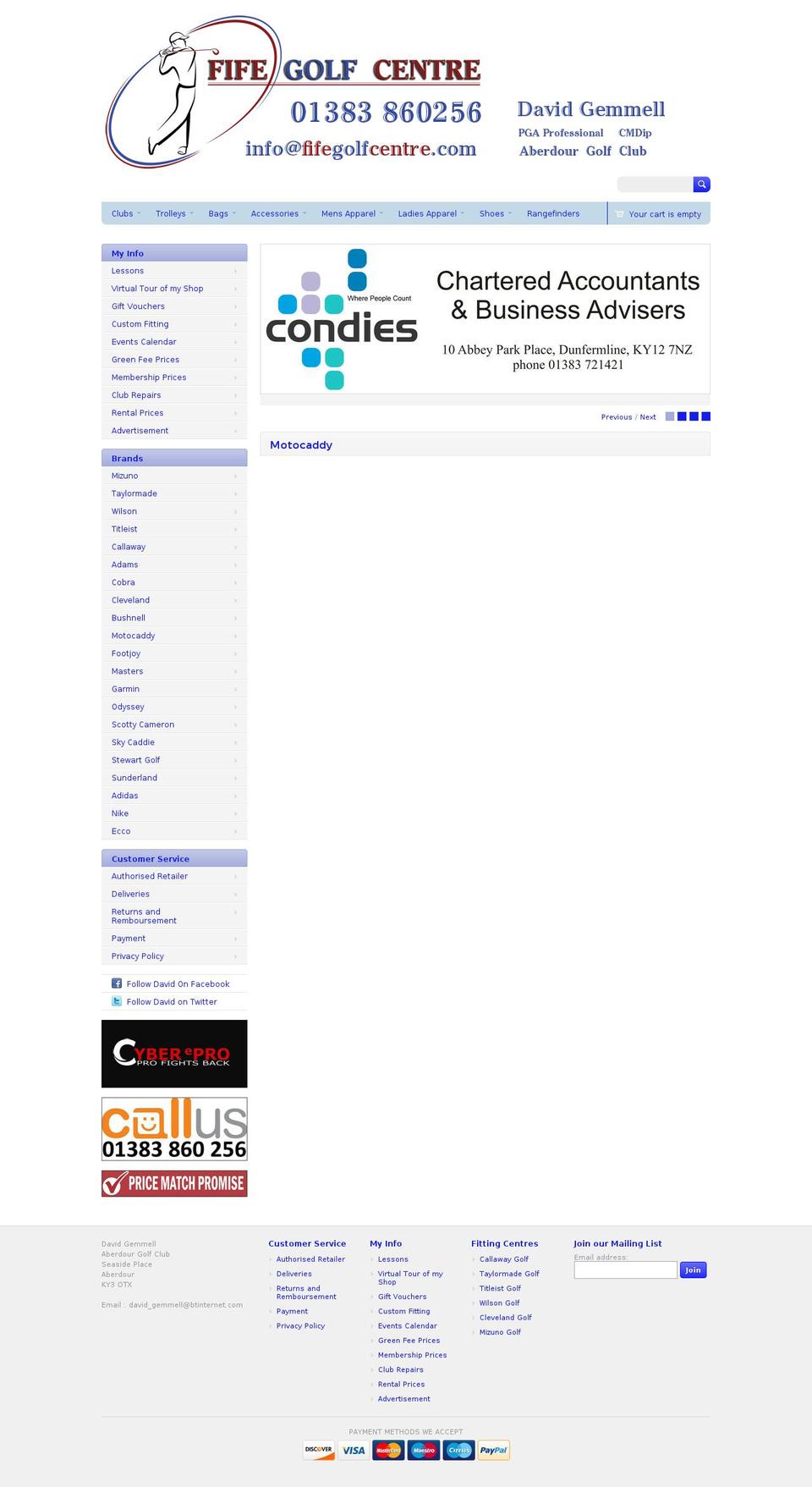 aberdour-proshop.com shopify website screenshot