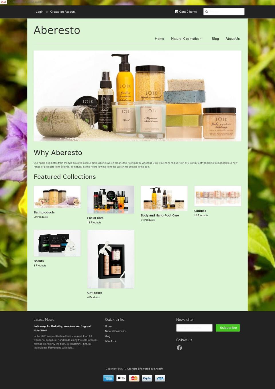 aberesto.com shopify website screenshot