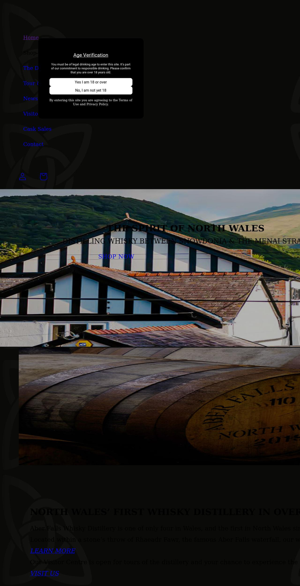 aberfallsdistillery.com shopify website screenshot