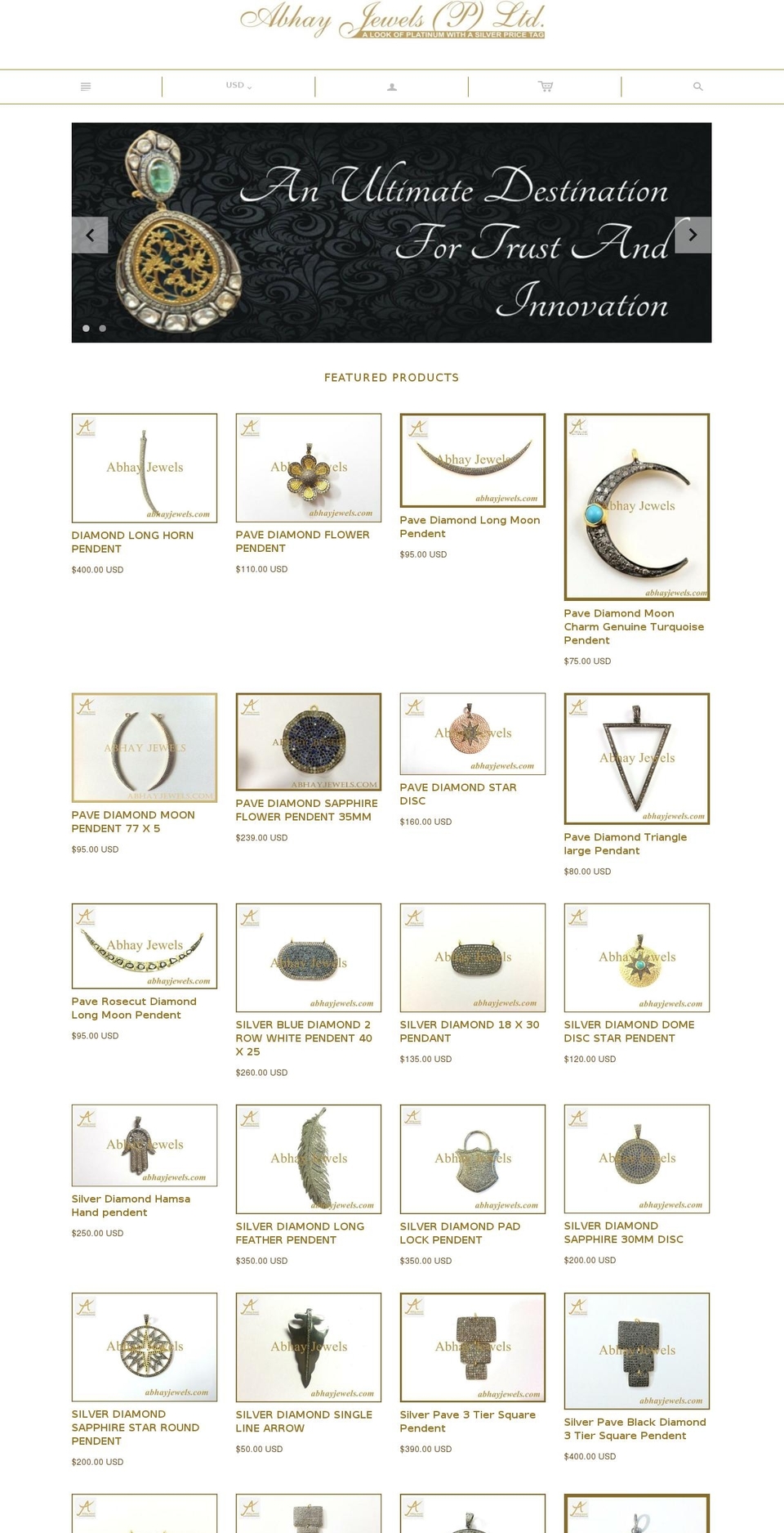 abhayjewelsinc.com shopify website screenshot