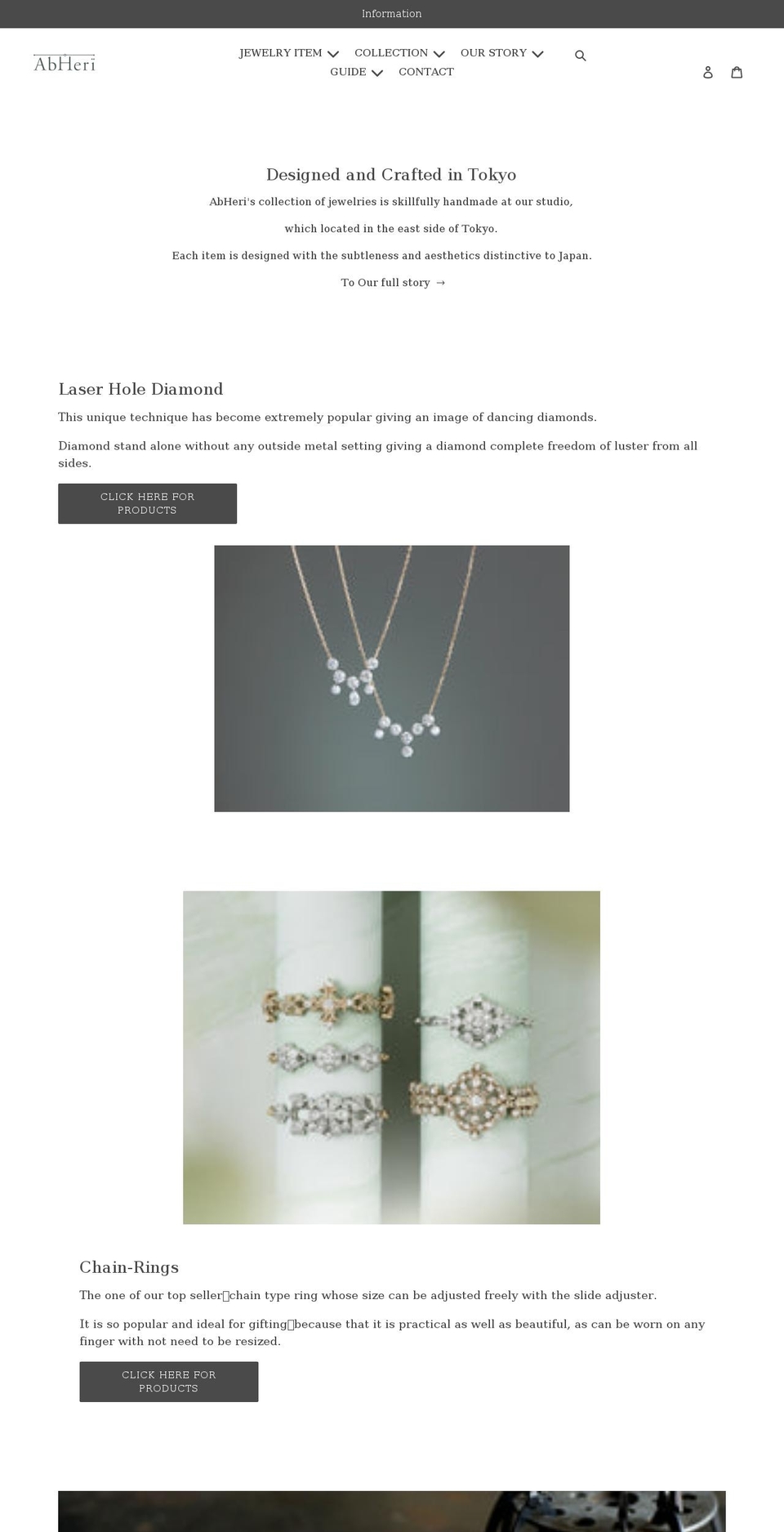 abheri-jewelry.com shopify website screenshot