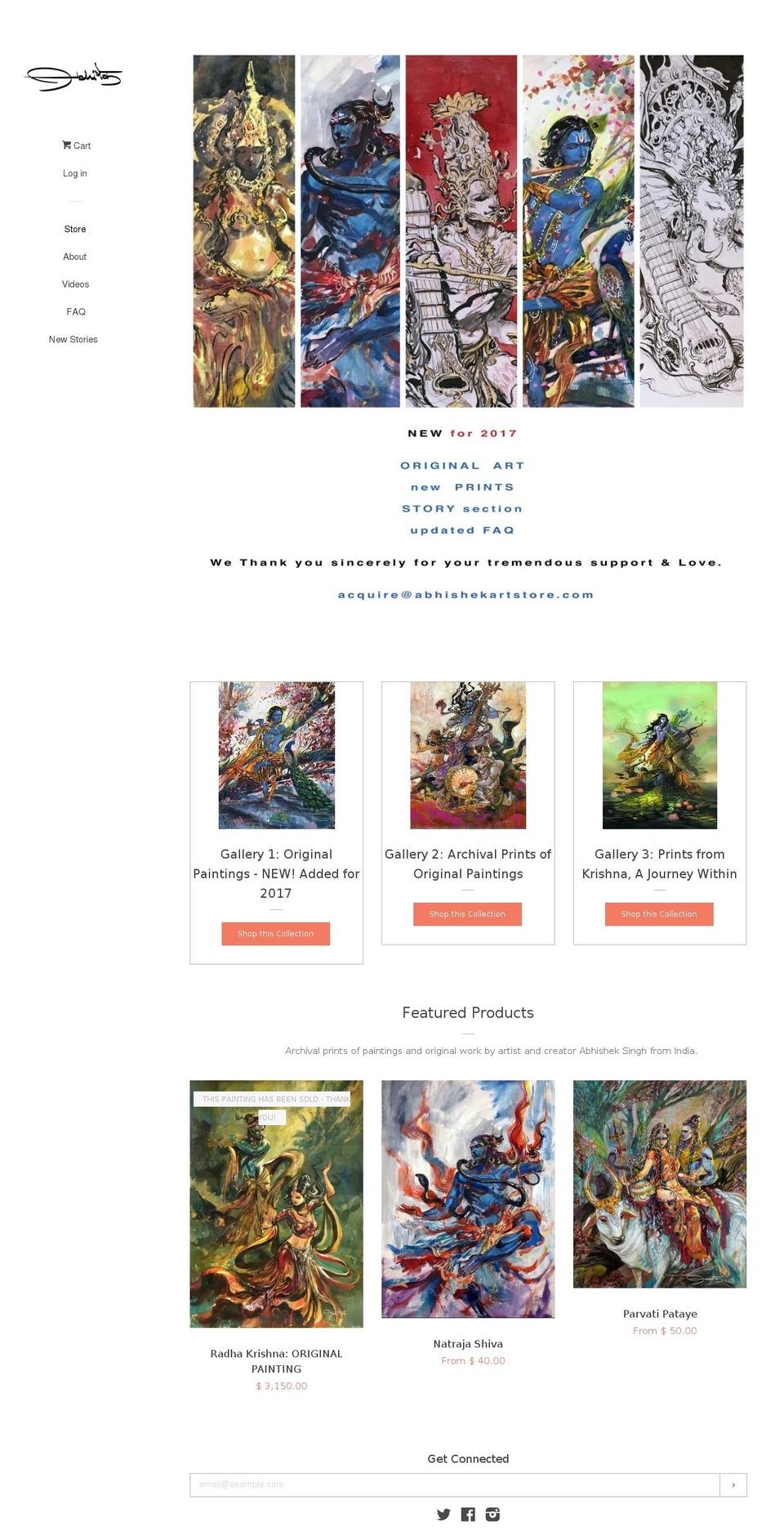 abhishekartstore.com shopify website screenshot