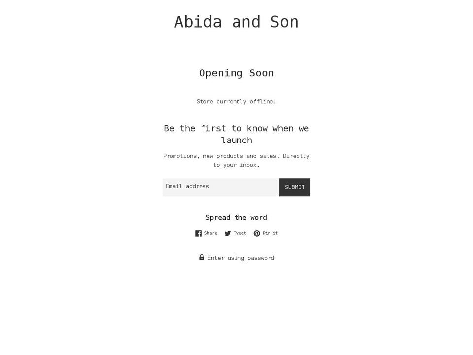 abidaandson.com shopify website screenshot