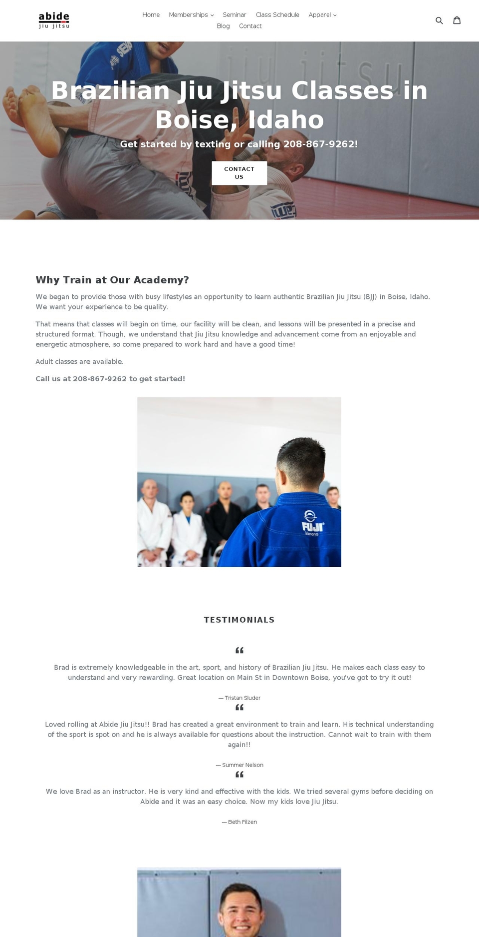 abidejiujitsu.com — Shopify storefront screenshot