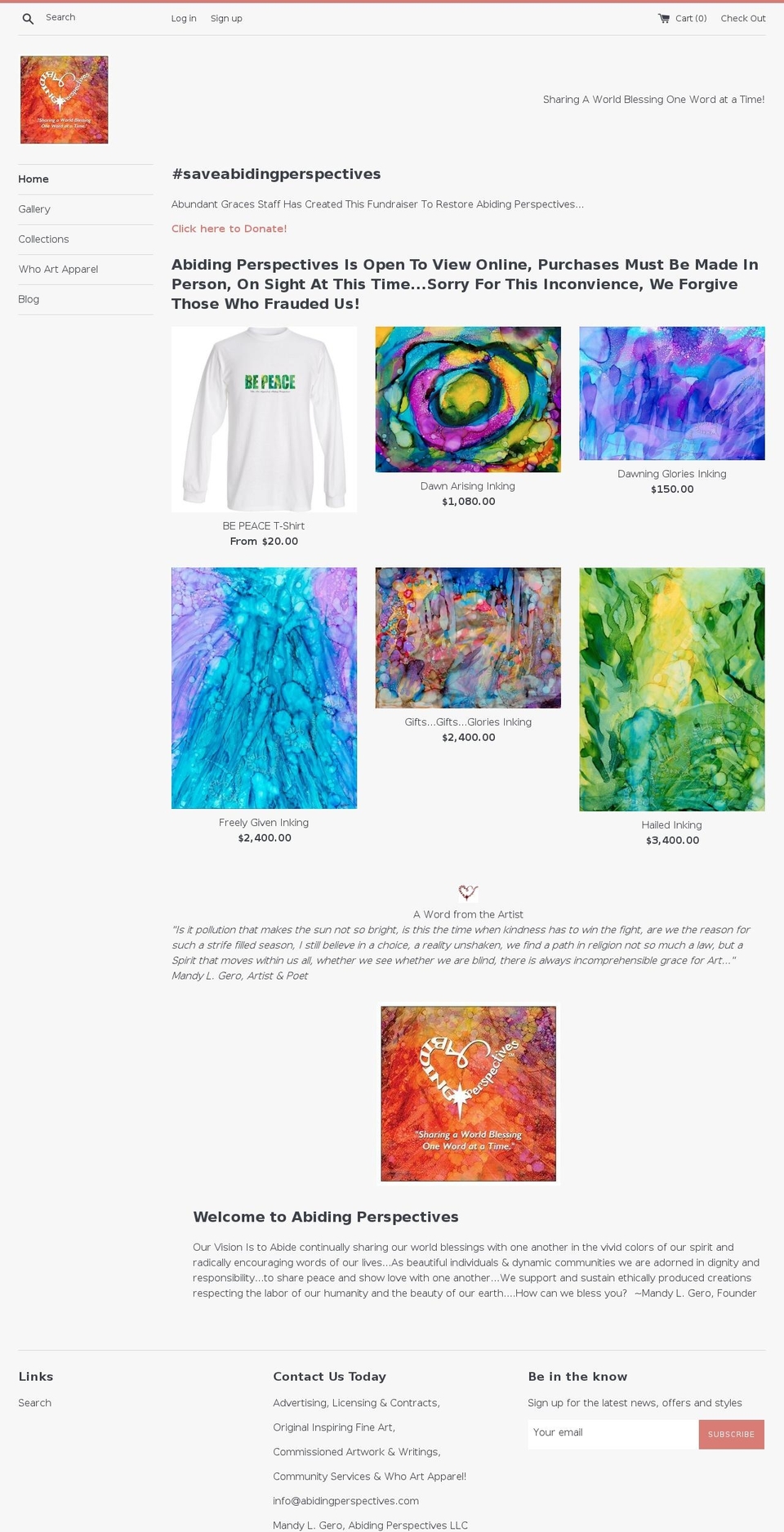 abidingperspectives.com — Shopify storefront screenshot