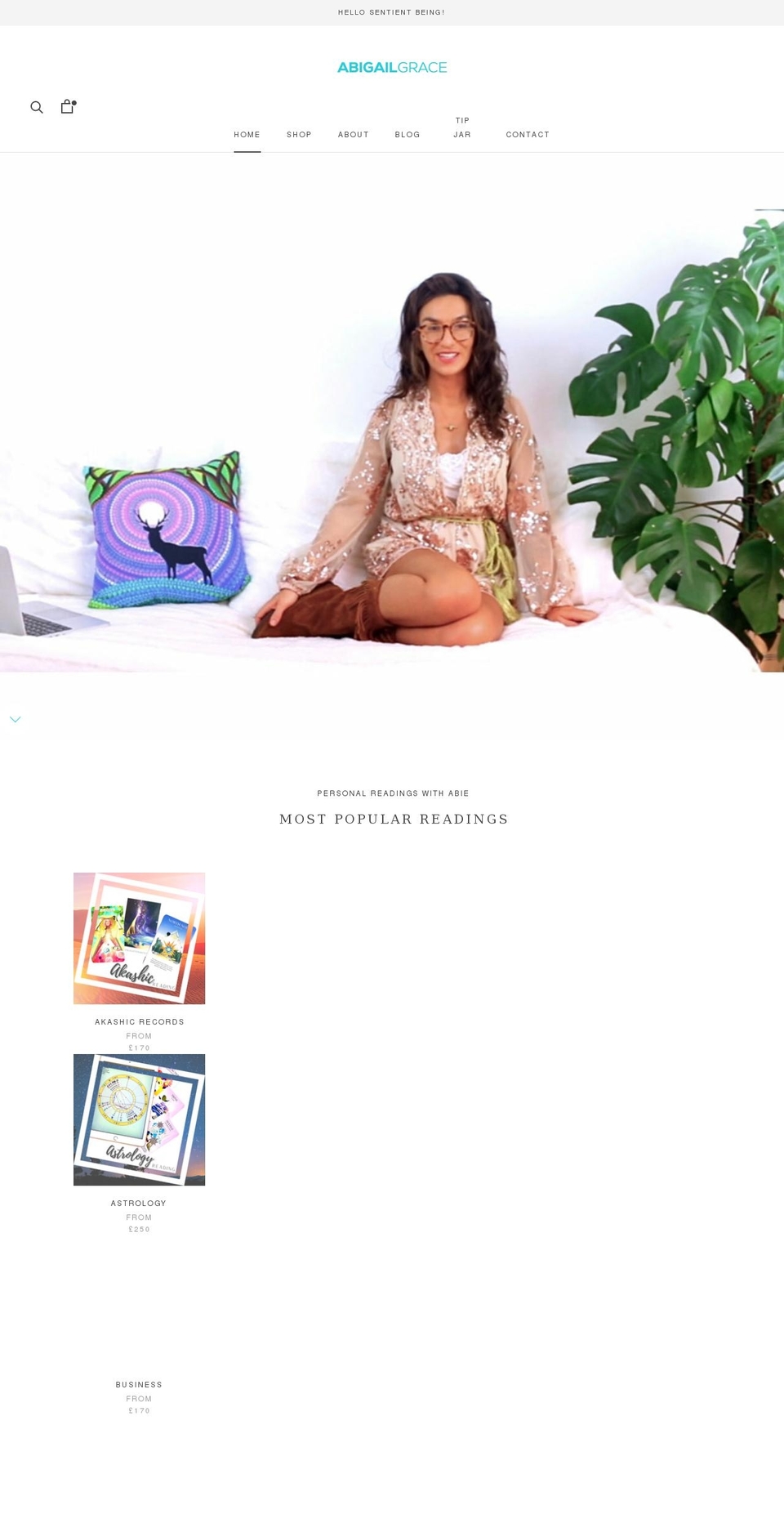 abigailgracepsychic.com shopify website screenshot