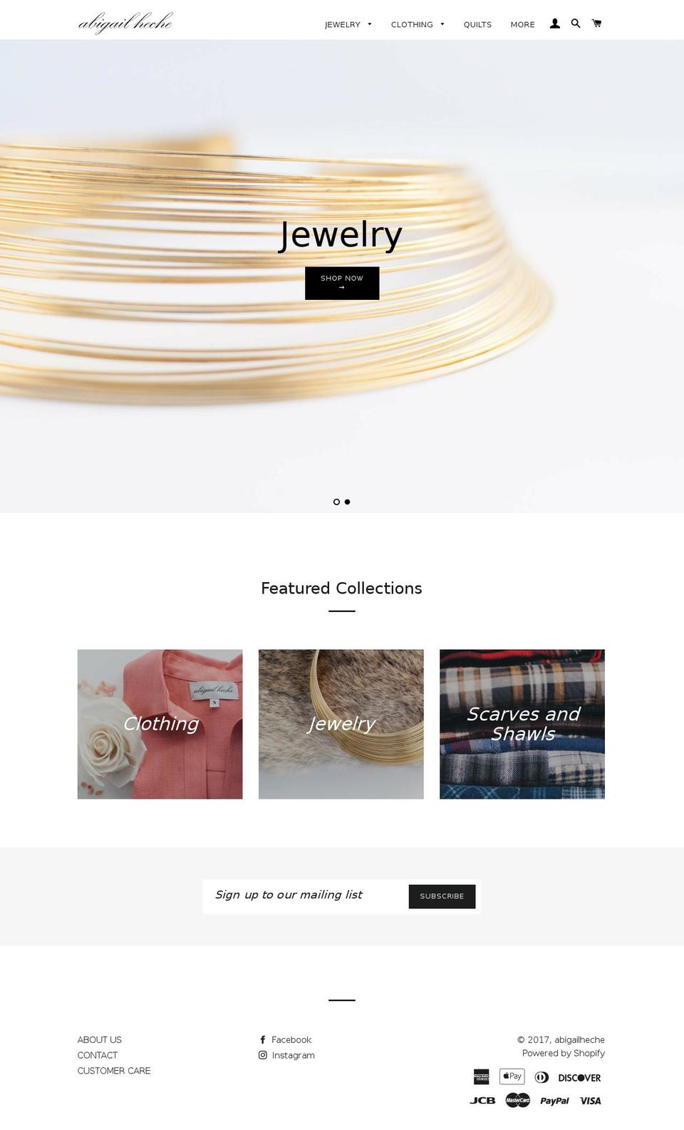 abigailheche.com shopify website screenshot