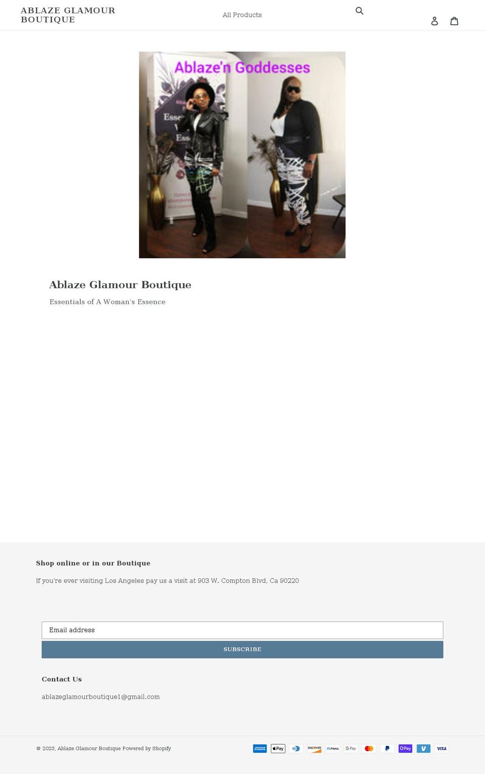 ablazeglamourboutique.com shopify website screenshot