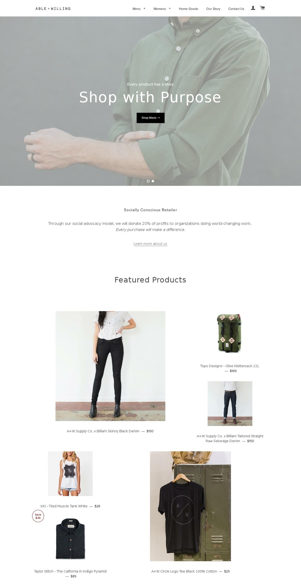 able-willing.com — Shopify storefront screenshot