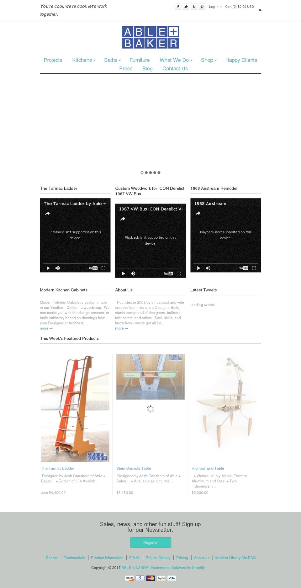 ableandbakerdesign.com shopify website screenshot