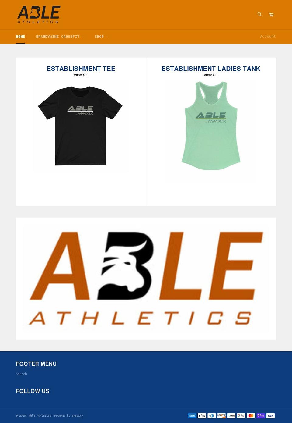 ableathletics.com shopify website screenshot