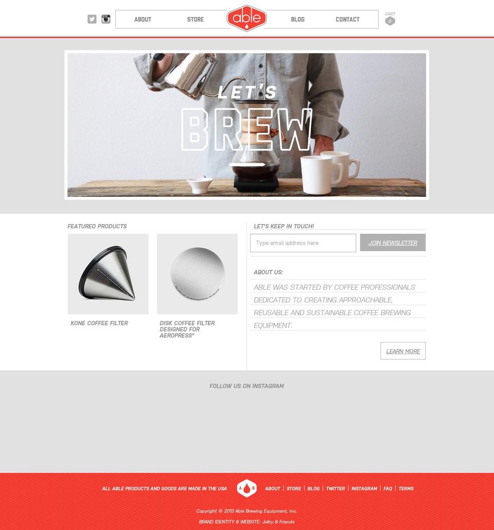 ablebrewing.com shopify website screenshot