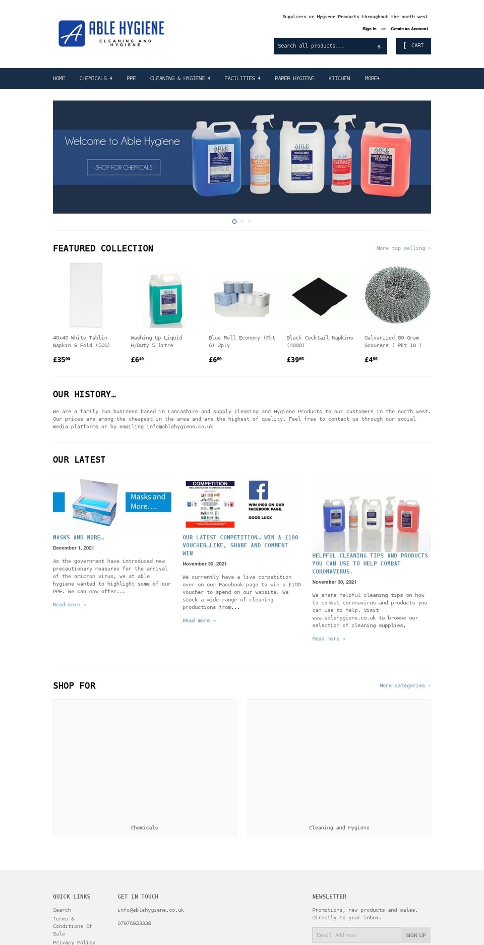 ablehygiene.co.uk shopify website screenshot