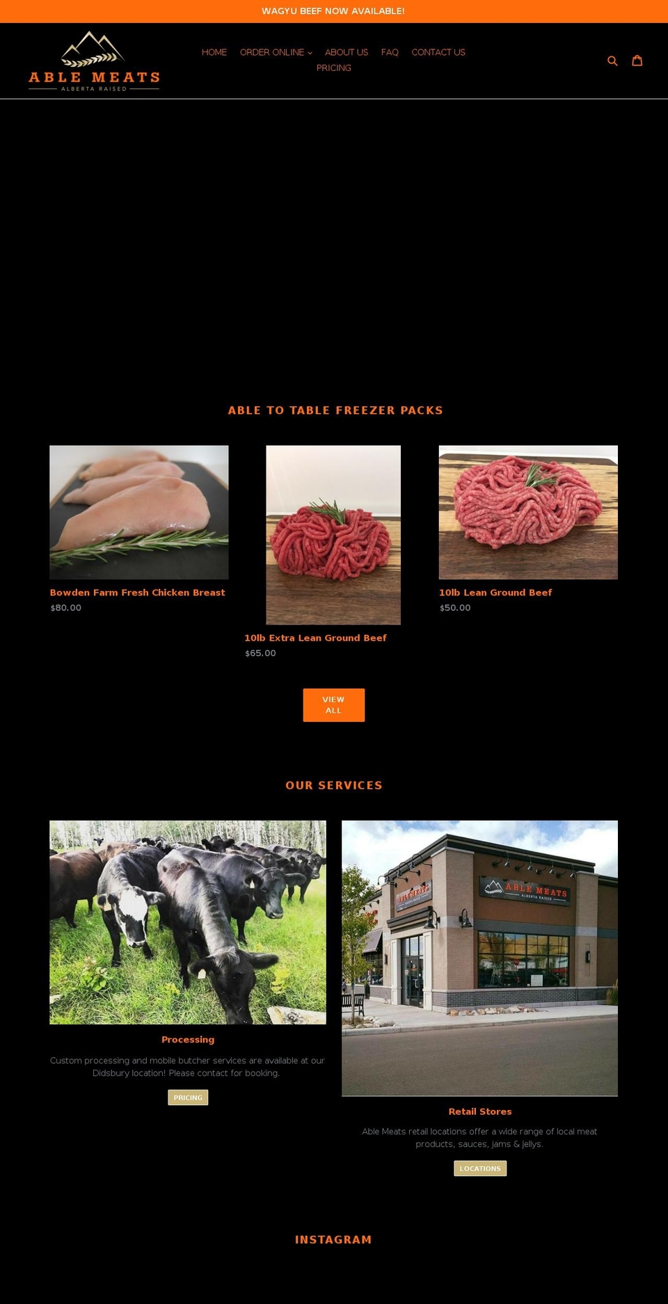 ablemeats.com — Shopify storefront screenshot