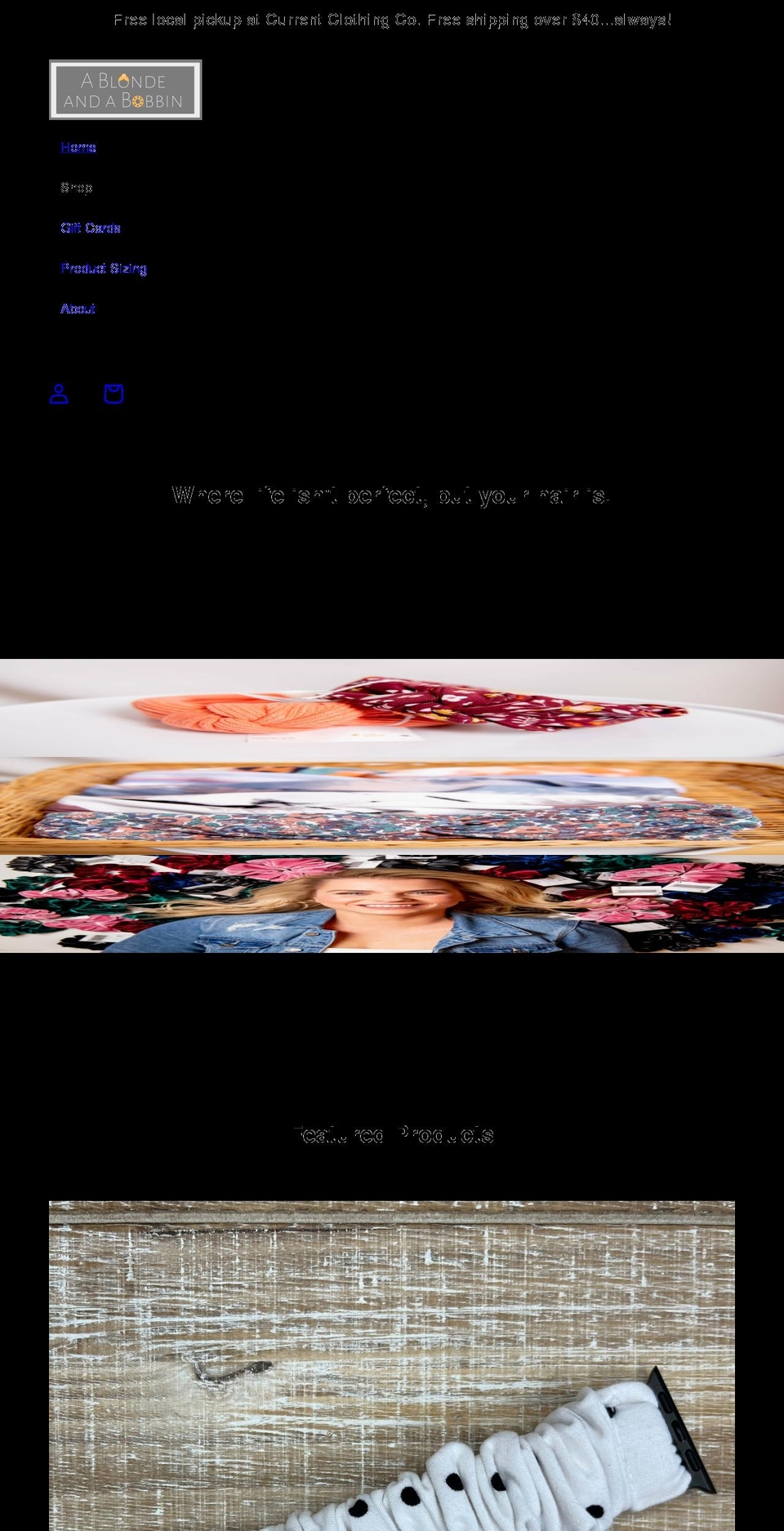 ablondeandabobbin.com shopify website screenshot