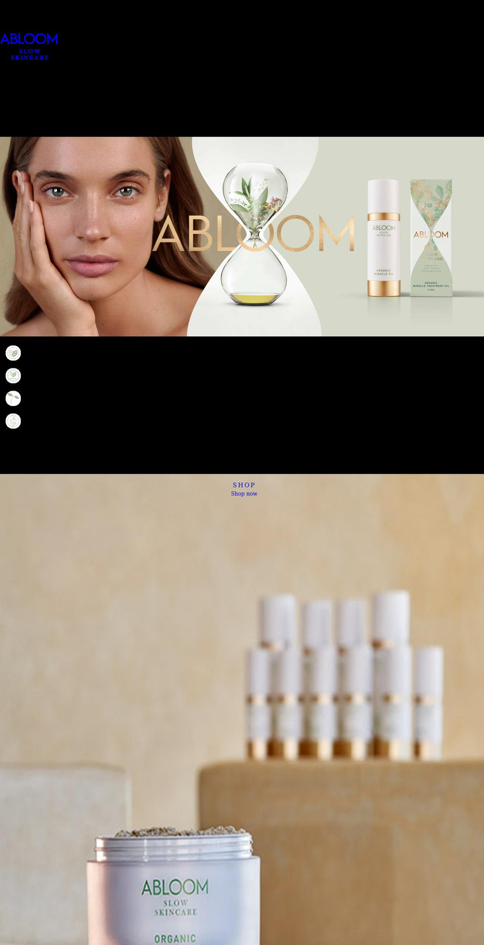 abloomskincare.com shopify website screenshot