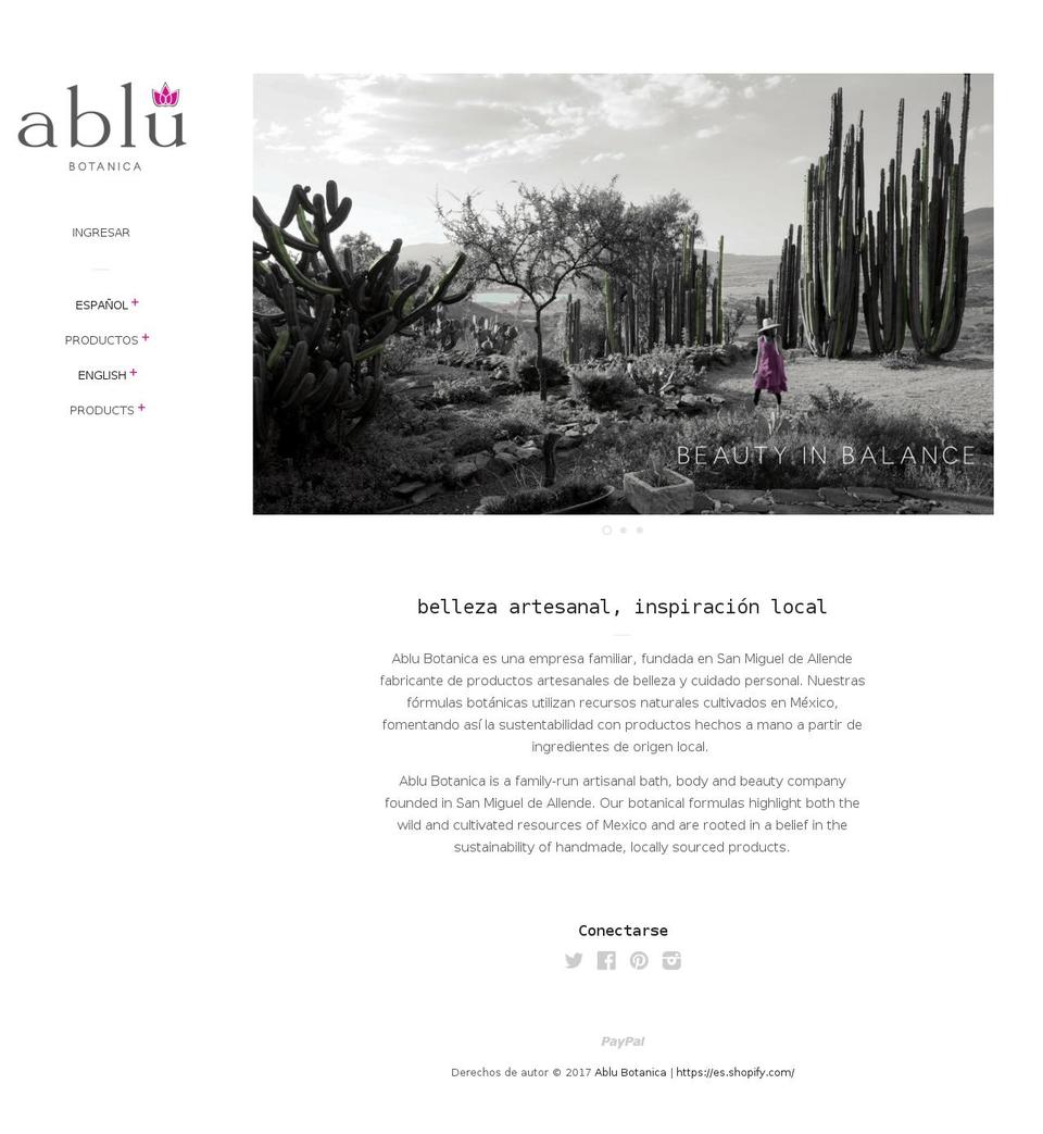 ablubotanica.com shopify website screenshot